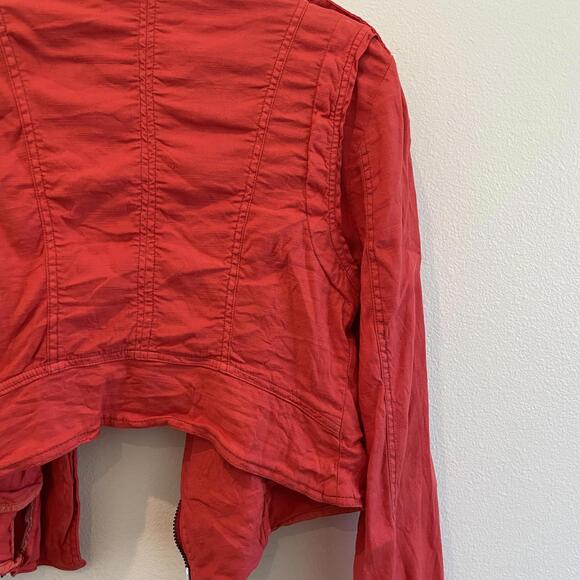 Free People Cropped Red Jacket - Size 8 - Picture 7 of 8
